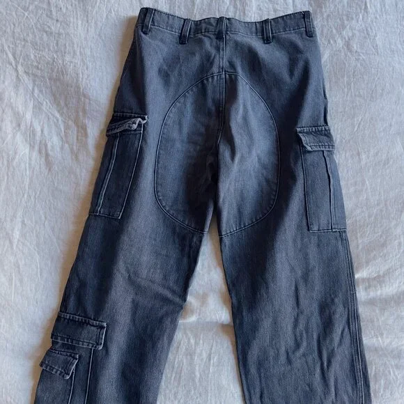 NWT Winnie New York Black Faded Denim Cargo Pants - Picture 8 of 10